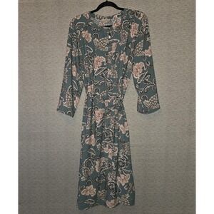 Ann Taylor LOFT Dress Women's Large Bohemian Sage Green Midi Roll Tab Sleeves